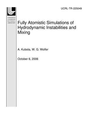 Fully Atomistic Simulations of Hydrodynamic Instabilities and Mixing