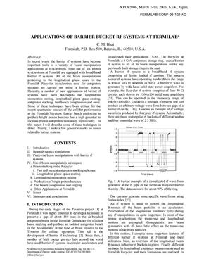 Applications of barrier bucket RF systems at Fermilab