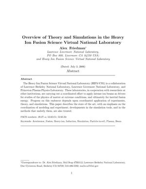 Overview of Theory and Simulations in the Heavy Ion Fusion ScienceVirtual National Laboratory