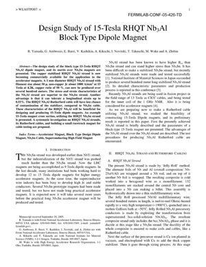 Design study of 15-Tesla RHQT Nb3Al block type dipole magnet