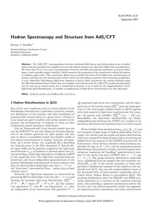 Hadron Spectroscopy and Structure from AdS/CFT