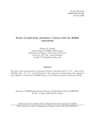Study of Multi-body Charmless B Decays with the BaBar Experiment