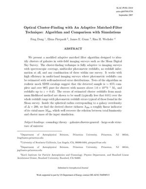 Optical Cluster-Finding with an Adaptive Matched-Filter Technique: Algorithm and Comparison with Simulations