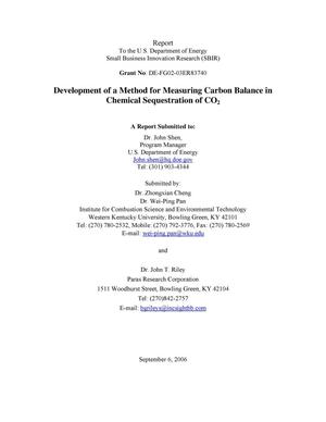 Development of a Method for Measuring Carbon Balance in Chemical Sequestration of CO2