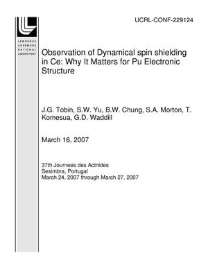 Observation of Dynamical spin shielding in Ce: Why It Matters for Pu Electronic Structure