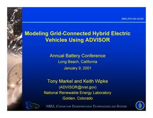 Modeling Grid-Connected Hybrid Electric Vehicles Using ADVISOR