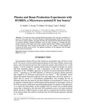 Plasma and Beam Production Experiments with HYBRIS, aMicrowave-assisted H- Ion