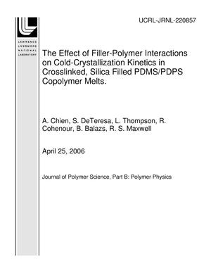 The Effect of Filler-Polymer Interactions on Cold-Crystallization Kinetics in Crosslinked, Silica Filled PDMS/PDPS Copolymer Melts.