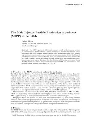 The main injector particle production experiment (MIPP) at Fermilab