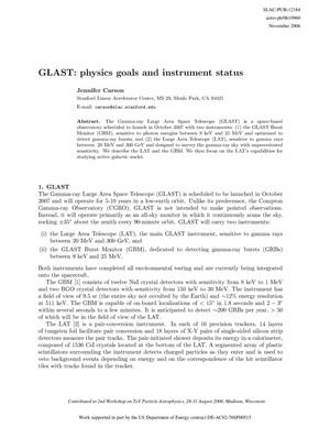 GLAST: Physics Goals And Instrument Status