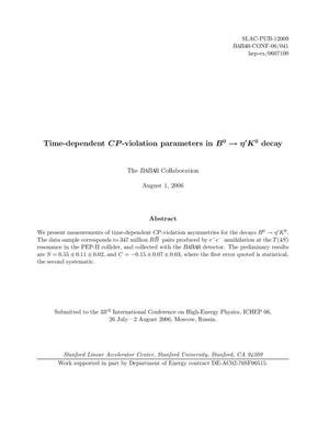 Time-dependent CP-violation Parameters in B0 to eta' K0 Decay