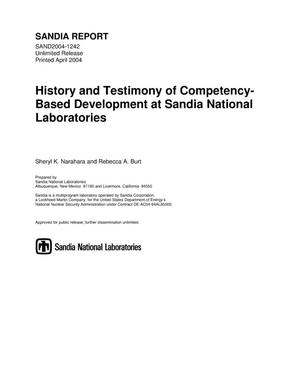 History and testimony of competency-based development at Sandia National Laboratories.
