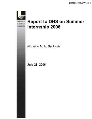 Report to DHS on Summer Internship 2006