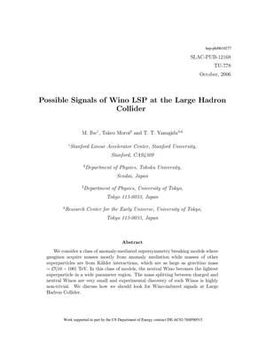 Possible Signals of Wino LSP at the Large Hadron Collider