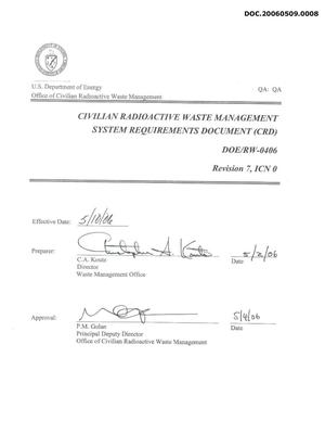 Civilian Radioactive Waste Management System Requirements Document