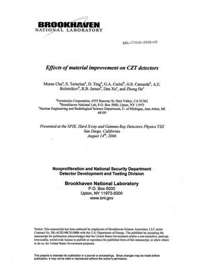 Effects of Material Improvement on CZT Detectors.