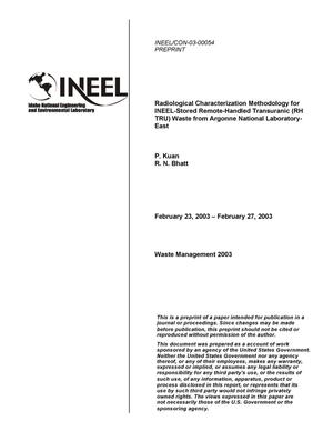 Radiological Characterization Methodology of INEEL Stored RH-TRU Waste from ANL-E