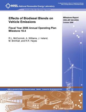 Effects of Biodiesel Blends on Vehicle Emissions: Fiscal Year 2006 Annual Operating Plan Milestone 10.4