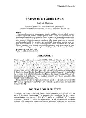 Progress in top quark physics
