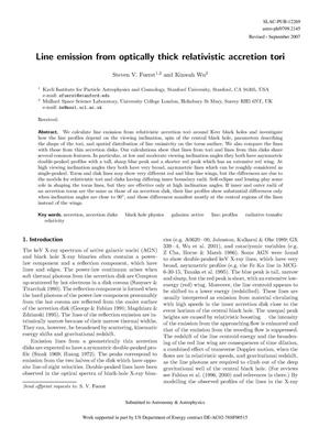 Line Emission from Optically Thick RelativisticAccretion Tori