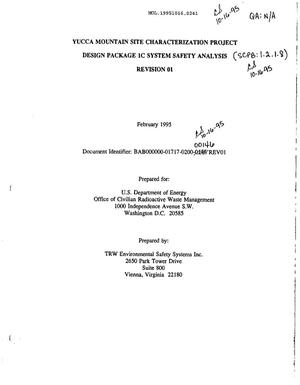 Yucca Mountain Site Charecterization Project Design Package 1C System Safety Analysis