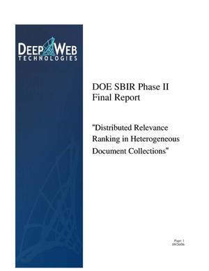 DOE SBIR Phase II Final Report: Distributed Relevance Ranking in Heterogeneous Document Collections
