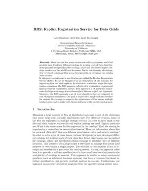 RRS: Replica Registration Service for Data Grids