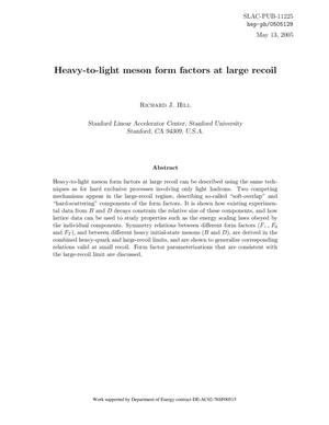 Heavy-to-light Meson Form Factors at Large Recoil