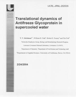 Translational dynamics of Antifreeze Glycoprotein in supercooled water.