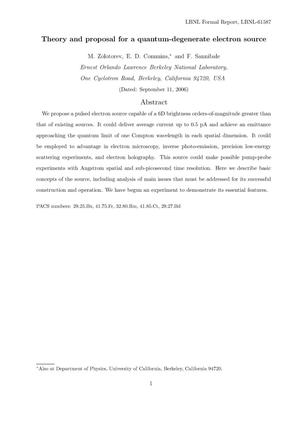 Theory and proposal for a quantum-degenerate electron source