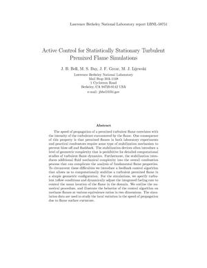 Active Control for Statistically Stationary Turbulent PremixedFlame Simulations