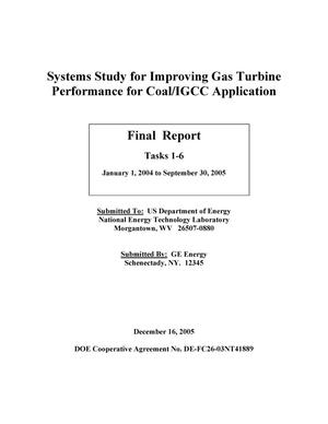 Systems Study for Improving Gas Turbine Performance for Coal/IGCC Application
