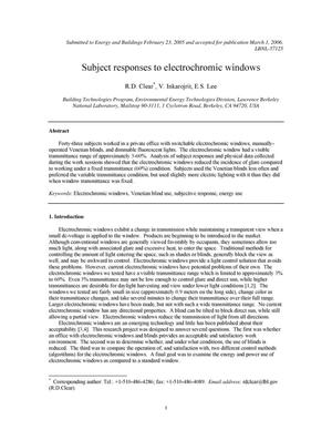 Subject Responses to Electrochromic Windows