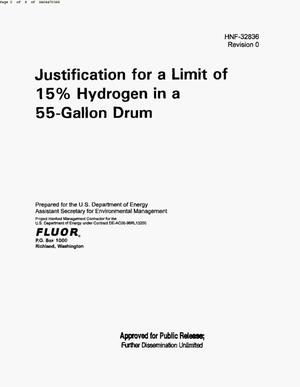 JUSTIFICATION FOR A LIMIT OF 15 PERCENT HYDROGEN IN A 55 GALLON DRUM