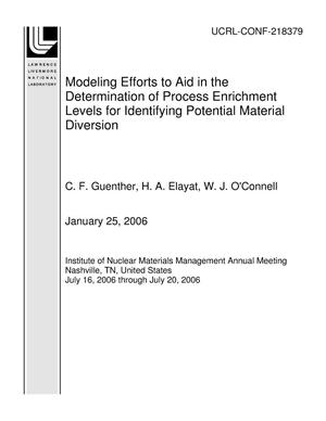 Modeling Efforts to Aid in the Determination of Process Enrichment Levels for Identifying Potential Material Diversion