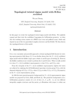 Topological Twisted Sigma Model with H-flux Revisited
