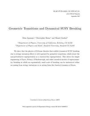 Geometric Transitions and Dynamical SUSY Breaking