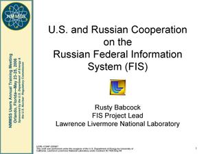 U.S. and Russian Cooperation on the Russian Federal Information System (FIS)