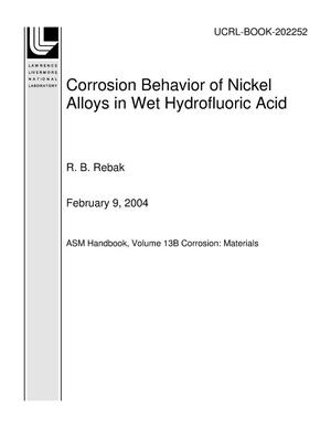Corrosion Behavior of Nickel Alloys in Wet Hydrofluoric Acid