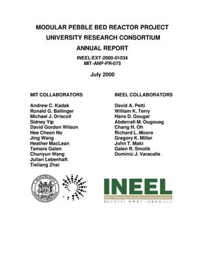 Modular Pebble Bed Reactor Project, University Research Consortium Annual Report