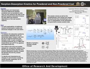 Sorption-desorption kinetics for powdered and non-powered coal