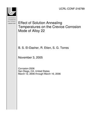 Effect of Solution Annealing Temperatures on the Crevice Corrosion Mode of Alloy 22