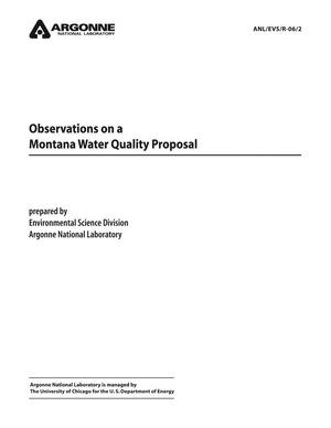 Observations on a Montana Water Quality Proposal.