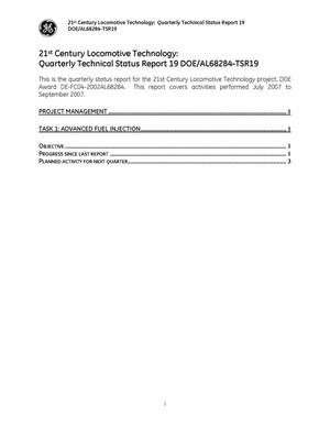 21st Century Locomotive Technology: Quarterly Technical Status Report 19 DOE/AL68284-TSR19