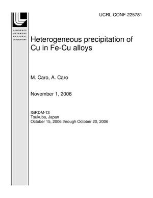 Heterogeneous precipitation of Cu in Fe-Cu alloys