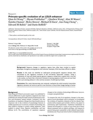 Primate-specific evolution of an LDLR enhancer