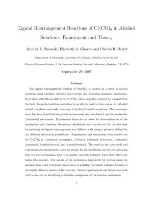 Ligand Rearrangement Reactions of Cr(CO)6 in Alcohol Solutions:Experiment and Theory