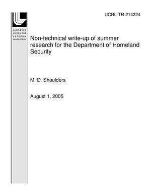 Non-technical write-up of summer research for the Department of Homeland Security