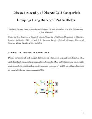 Directed assembly of discrete gold nanoparticle groupings usingbranched DNA scaffolds