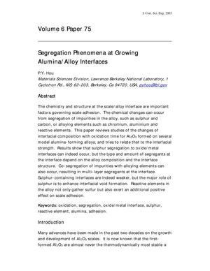 Segregation phenomena at growing alumina/alloy interfaces